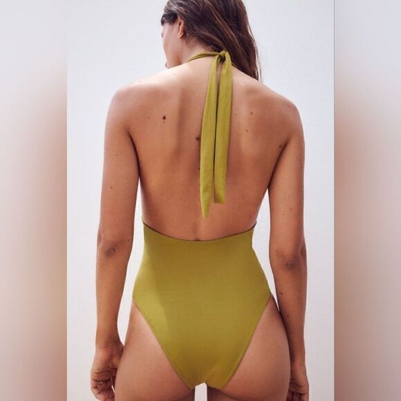 ZARA HALTER NECK SWIMSUIT WITH METAL PIECE - Picture 4 of 8